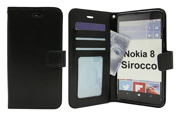 Crazy Horse Wallet Nokia 8 Sirocco Svart