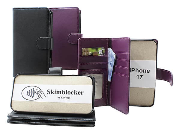Skimblocker iPhone 17 XL Plånboksfodral Svart