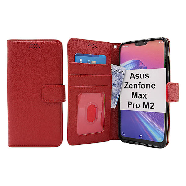 New Standcase Wallet Asus Zenfone Max Pro M2 (ZB631KL) Röd