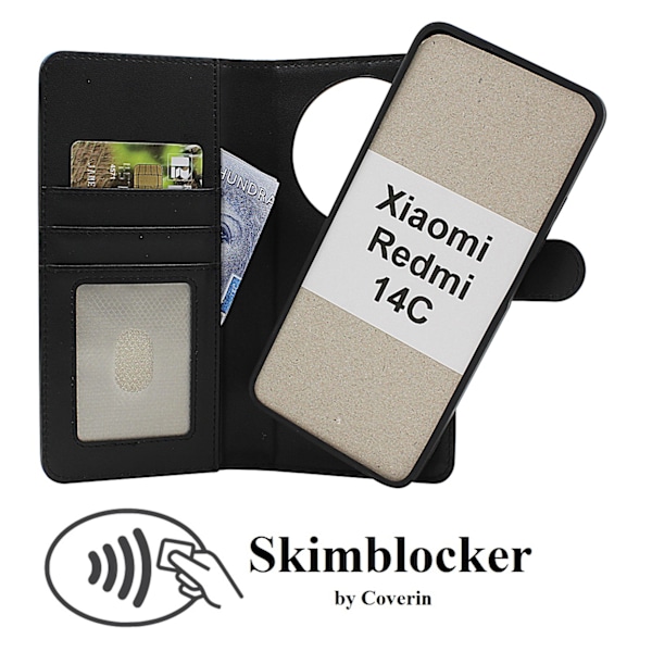 Skimblocker Xiaomi Redmi 14C Magnet Plånboksfodral Svart