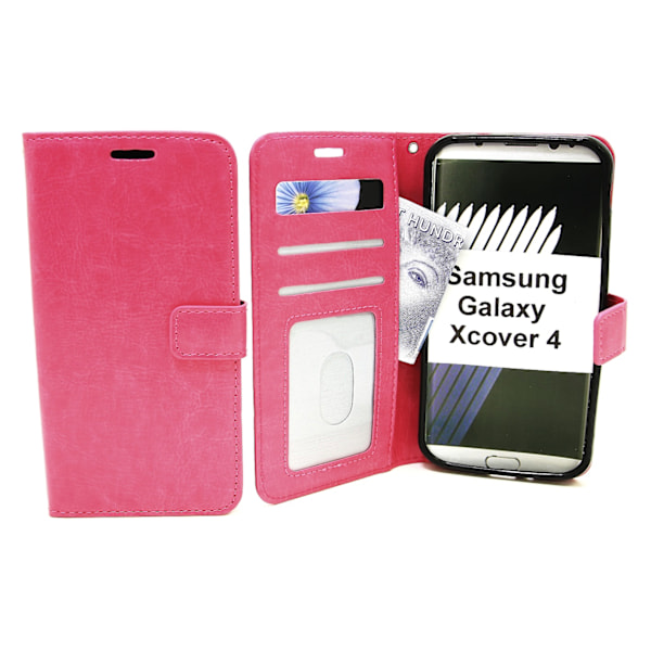 Crazy Horse Wallet Samsung Galaxy Xcover 4 (G390F) Hotpink