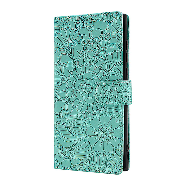 Flower Standcase Wallet Samsung Galaxy S22 Ultra 5G Svart