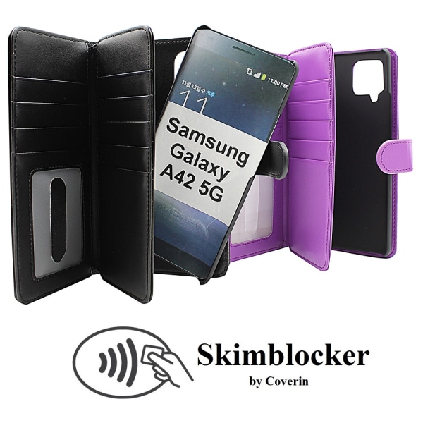 Skimblocker XL Magnet Fodral Samsung Galaxy A42 5G Lila