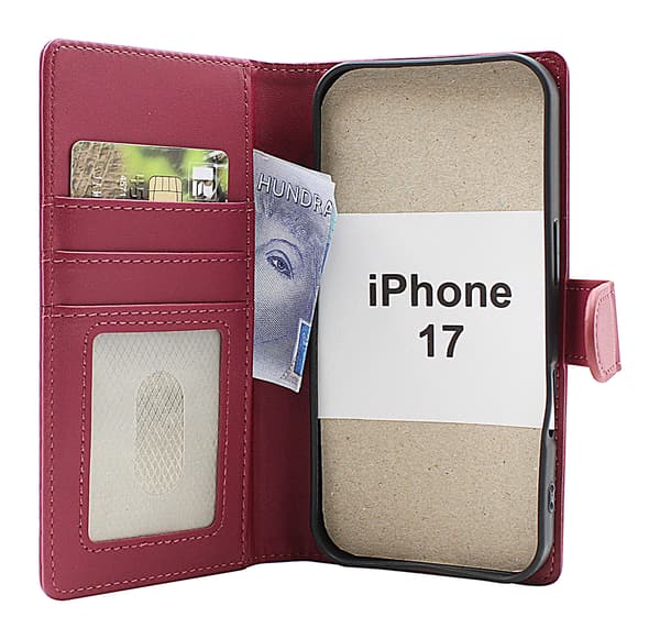 Skimblocker iPhone 17 Plånboksfodral Glitter Pink