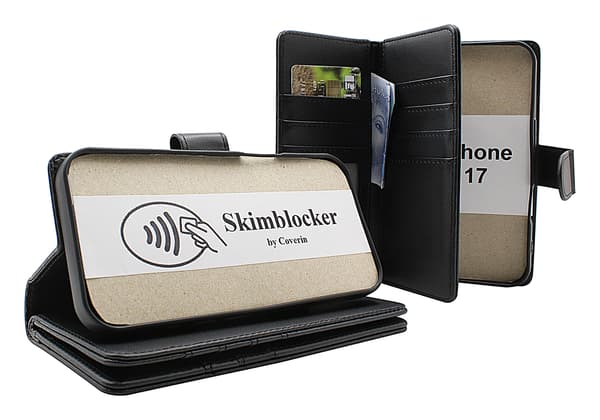 Skimblocker iPhone 17 XL Plånboksfodral Svart