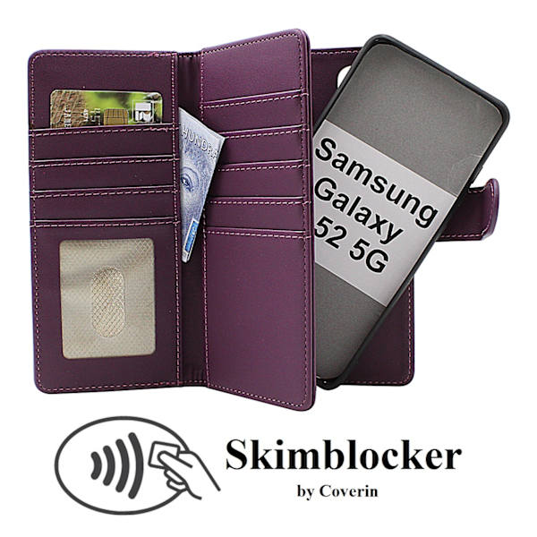 Skimblocker Galaxy A52 5G XL Magnet Plånboksfodral Svart
