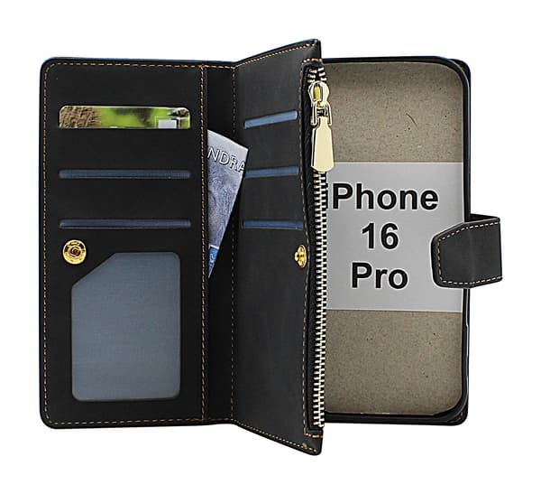 XL iPhone 16 Pro Lyx Plånboksfodral Brun