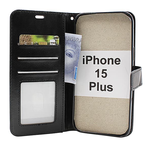 Crazy Horse Wallet iPhone 15 Plus Lila