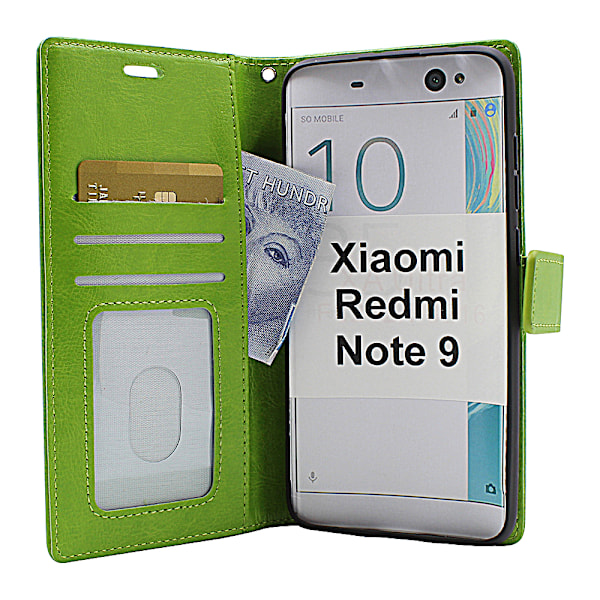 Crazy Horse Wallet Xiaomi Redmi Note 9 Grön