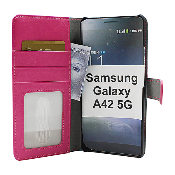 Skimblocker Magnet Fodral Samsung Galaxy A42 5G Hotpink