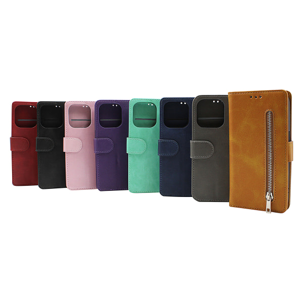 Zipper Standcase Wallet iPhone 14 Pro (6.1) Grå