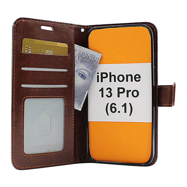 Crazy Horse Wallet iPhone 13 Pro (6.1) Brun