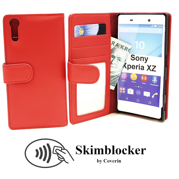 Skimblocker Plånboksfodral Sony Xperia XZ/XZs (F8331/G8231) Röd