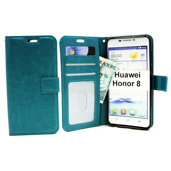 Crazy Horse Wallet Huawei Honor 8 Turkos
