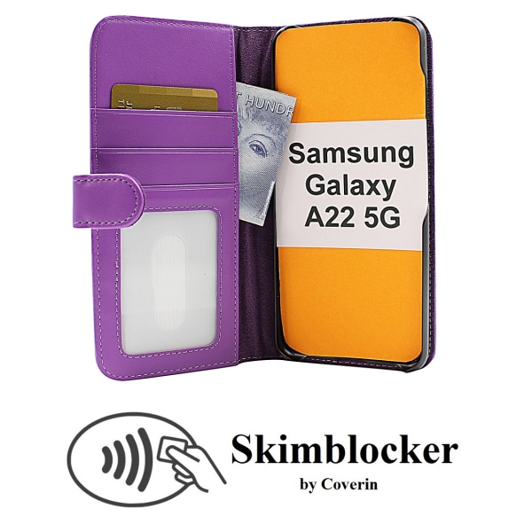 Skimblocker Plånboksfodral Samsung Galaxy A22 5G (SM-A226B) Lila