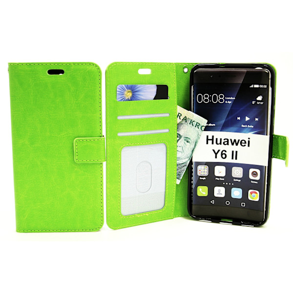 Crazy Horse Wallet Huawei Y6 II Grön