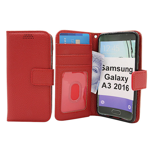 New Standcase Wallet Samsung Galaxy A3 2016 Röd