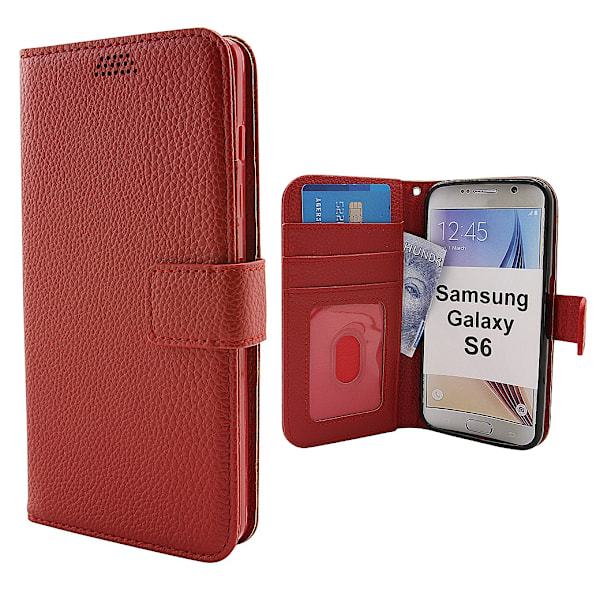 New Standcase Wallet Samsung Galaxy S6 (SM-G920F) Röd