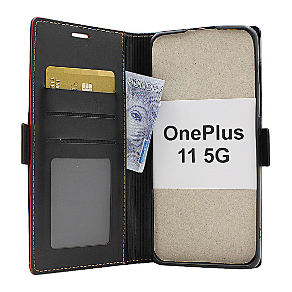 Lyx Standcase Wallet OnePlus 11 5G Marinblå