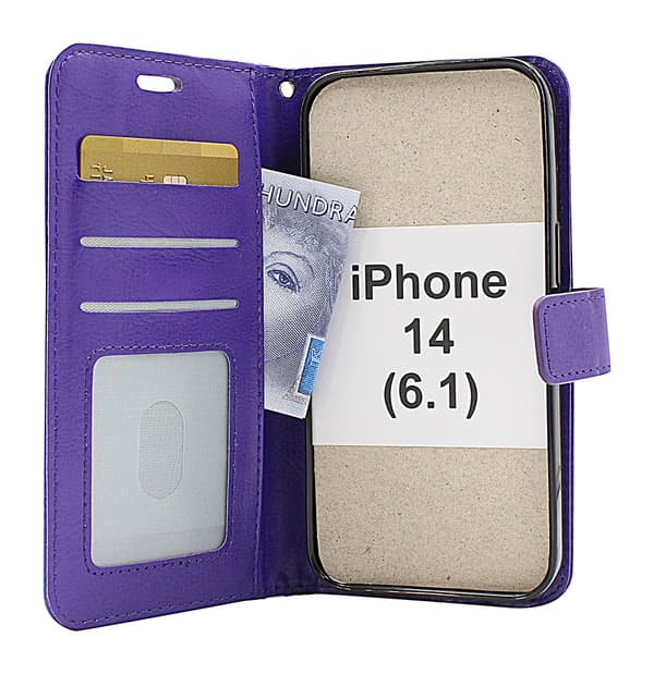 Crazy Horse Wallet iPhone 14 (6.1) Svart