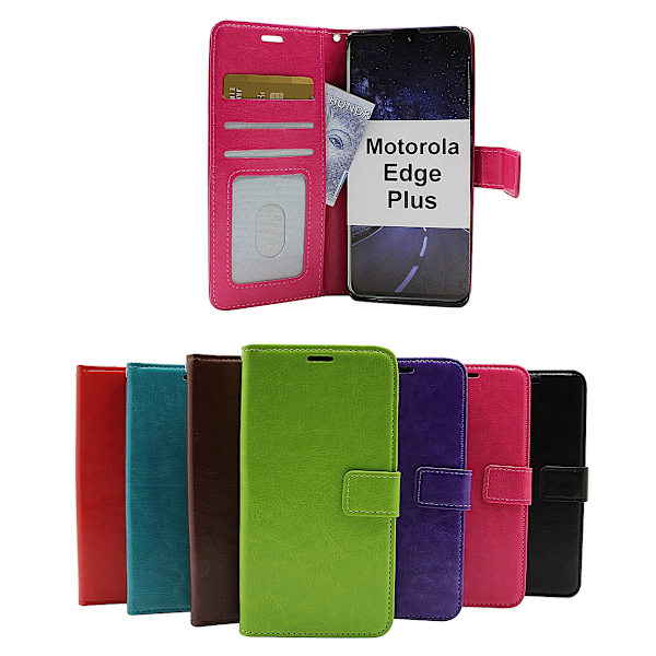 Crazy Horse Wallet Motorola Edge Plus (Svart) Röd