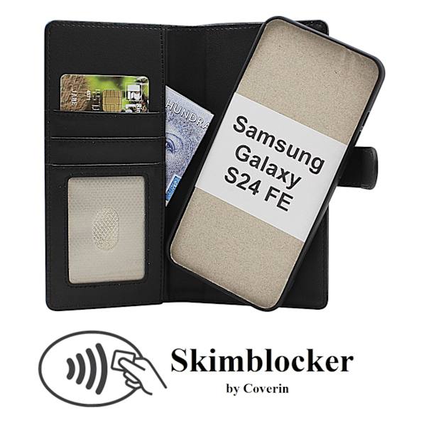 Skimblocker Samsung Galaxy S24 FE Magnet Plånboksfodral Mörkröd