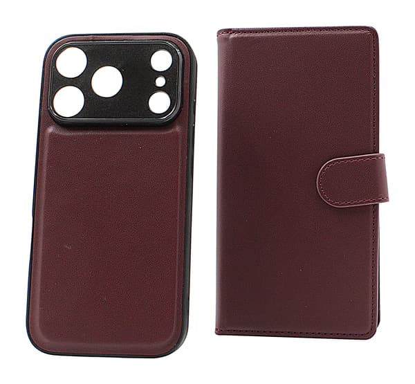 Skimblocker iPhone 17 Pro Magnet Plånboksfodral Mörkröd