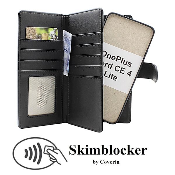 Skimblocker OnePlus Nord CE 4 Lite XL Magnet Plånboksfodral Svart