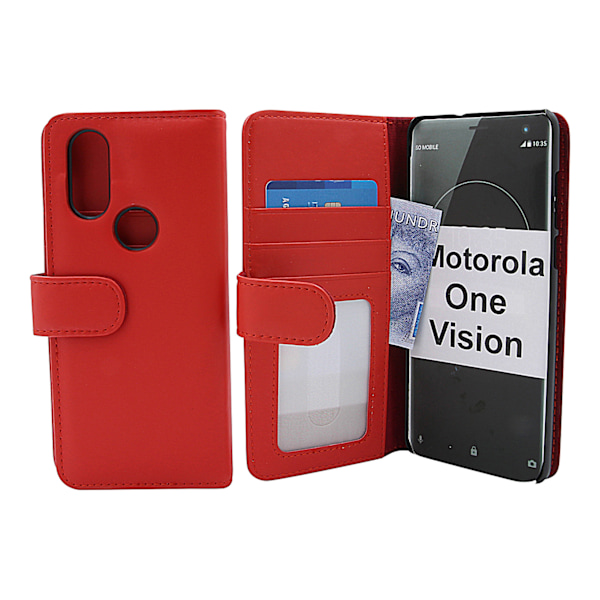 Skimblocker Plånboksfodral Motorola One Vision Röd
