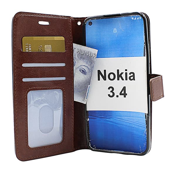 Crazy Horse Wallet Nokia 3.4 Turkos