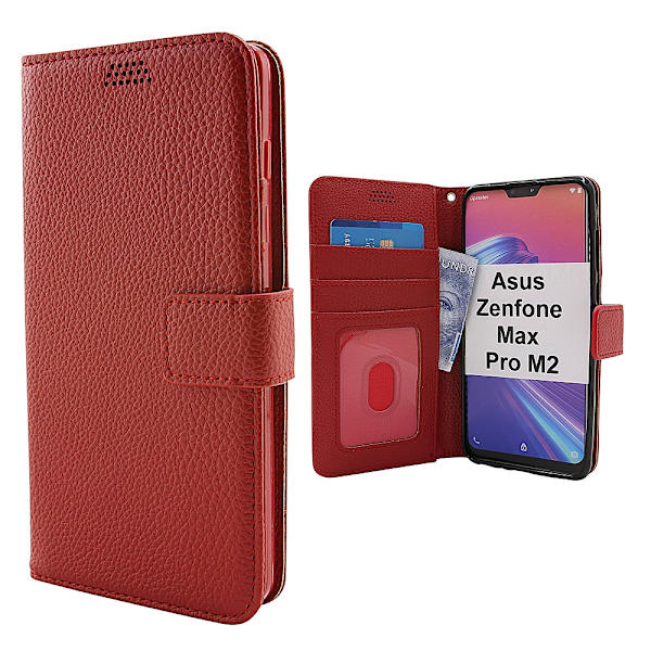 New Standcase Wallet Asus Zenfone Max Pro M2 (ZB631KL) Röd