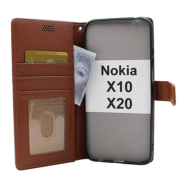 New Standcase Wallet Nokia X10 / Nokia X20 Svart