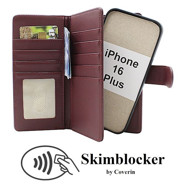Skimblocker iPhone 16 Plus XL Magnet Plånboksfodral Svart