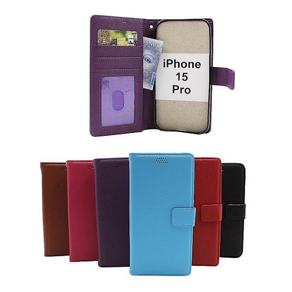 New Standcase Wallet iPhone 15 Pro Ljusblå