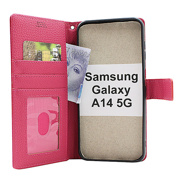 New Standcase Wallet Samsung Galaxy A14 5G Ljusblå