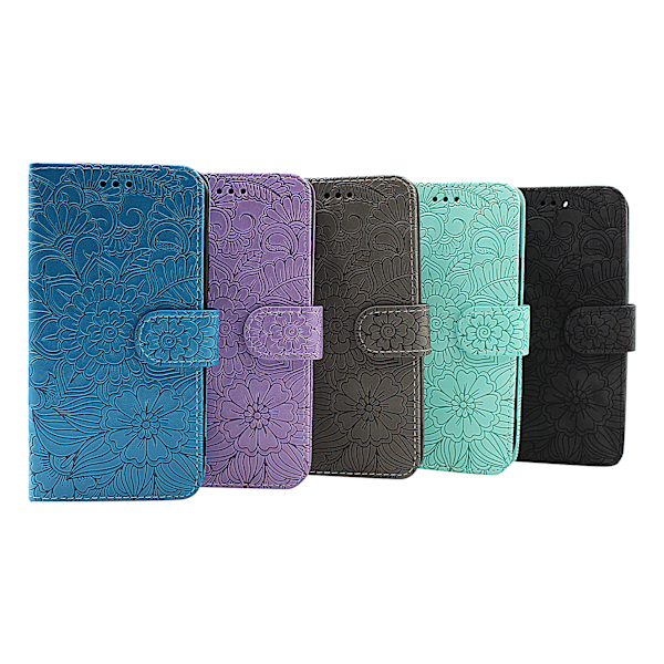 Flower Standcase Wallet iPhone 12 / 12 Pro (6.1) Svart