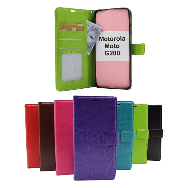 Crazy Horse Wallet Motorola Moto G200 Turkos