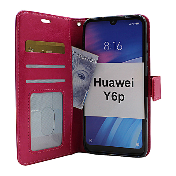 Crazy Horse Wallet Huawei Y6p (Svart) Lila