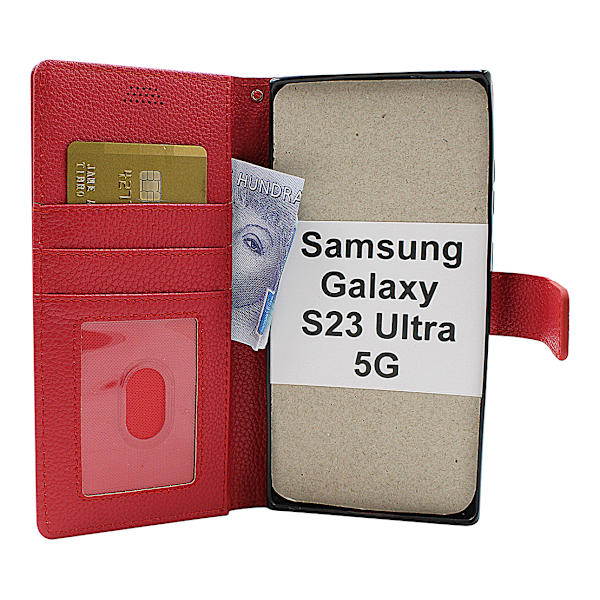 New Standcase Wallet Samsung Galaxy S23 Ultra 5G Röd