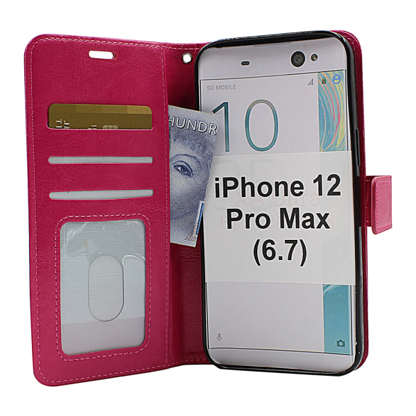 Crazy Horse Wallet iPhone 12 Pro Max (6.7) (Svart) Turkos