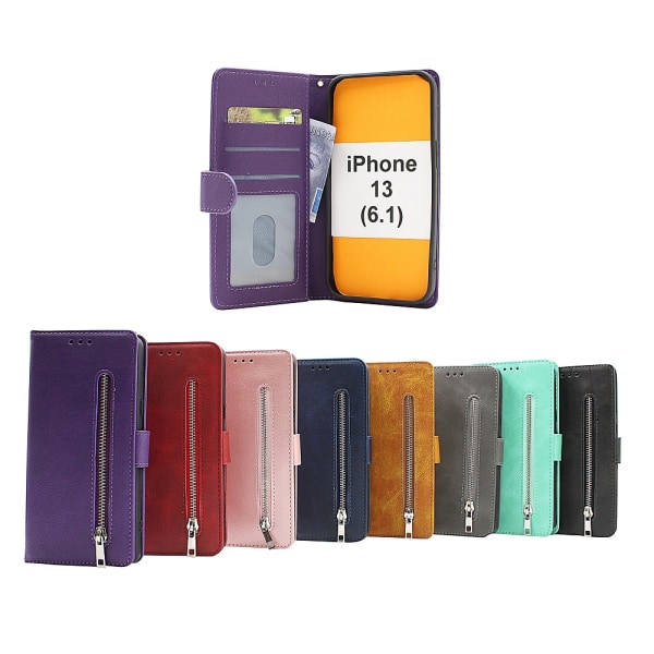 Zipper Standcase Wallet iPhone 13 (6.1) Röd