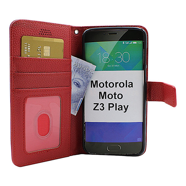 New Standcase Wallet Motorola Moto Z3 Play Röd