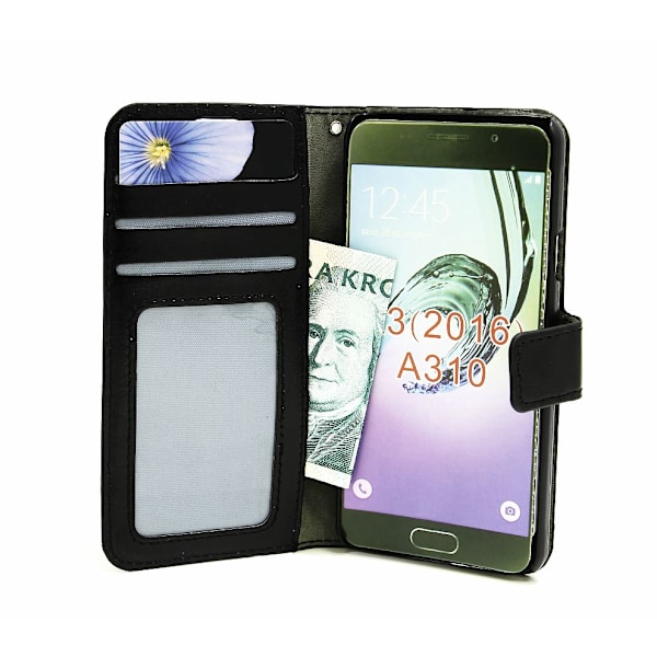 Crazy Horse Wallet Samsung Galaxy A3 2016 (A310F) Svart