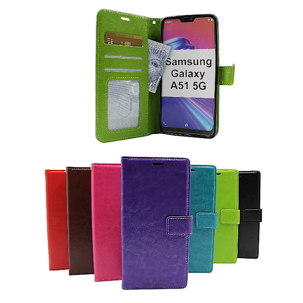 Crazy Horse Wallet Samsung Galaxy A51 5G (A516B/DS) (Svart) Röd
