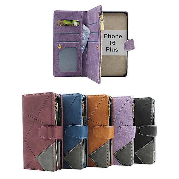 XL iPhone 16 Plus Lyx Plånboksfodral Brun