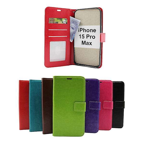 Crazy Horse Wallet iPhone 15 Pro Max Grön