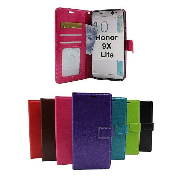 Crazy Horse Wallet Huawei Honor 9X Lite (Svart) Hotpink