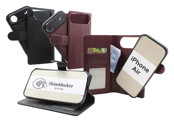 Skimblocker iPhone Air Magnet Plånboksfodral Mörkröd