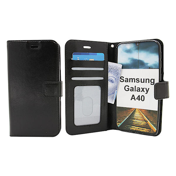 Crazy Horse Wallet Samsung Galaxy A40 (A405FN/DS) Svart