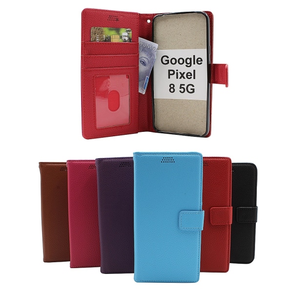 New Standcase Wallet Google Pixel 8 5G Ljusblå